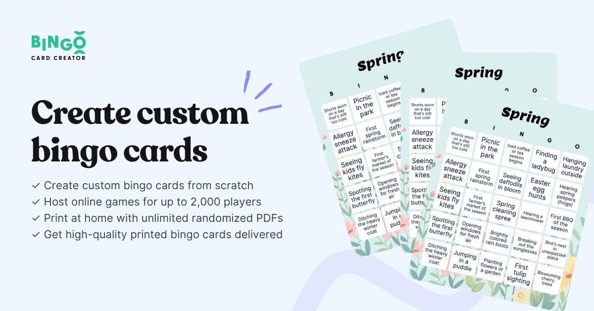 stacked spring. bingo cards