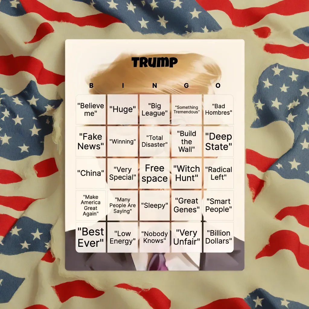 trump bingo with american flag